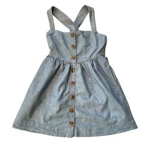 FREE PEOPLE Western Blue Denim $68 Dress Straps Boho Country Cowgirl Bone Sz S